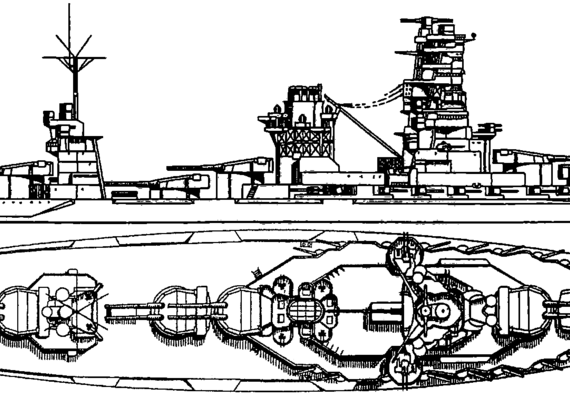 Боевой корабль IJN Ise 1941 [Battleship] - чертежи, габариты, рисунки